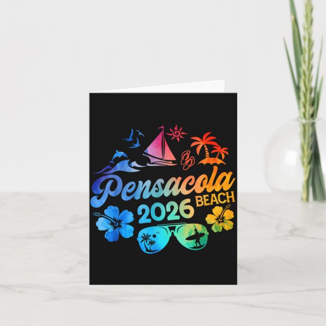 Pensacola Beach Florida 2026 Semester Tie Dye Somm Kort (Framsida)