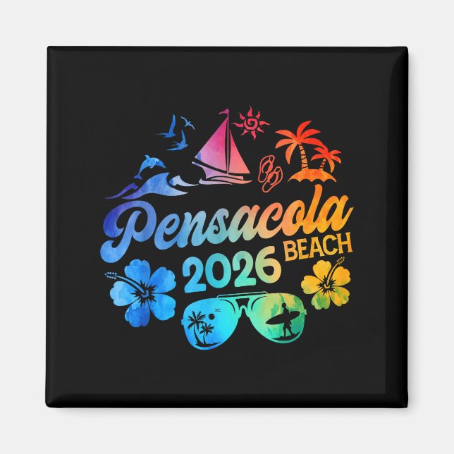 Pensacola Beach Florida 2026 Semester Tie Dye Somm Magnet (Framsidan)