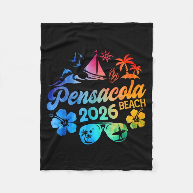 Pensacola Beach Florida 2026 Vacation Tie Dye Summ Fleecefilt (Framsidan)