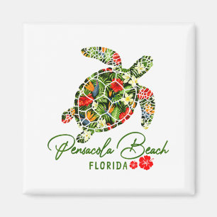 Pensacola Beach Florida Havssköldpadda Tropisk Hib Magnet