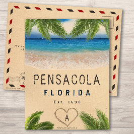 Pensacola Beach Florida Sand Tropical Handflatan L Vykort