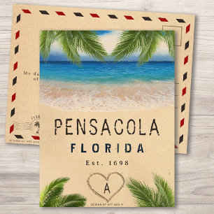 Pensacola Beach Florida Sand Tropical Handflatan L Vykort