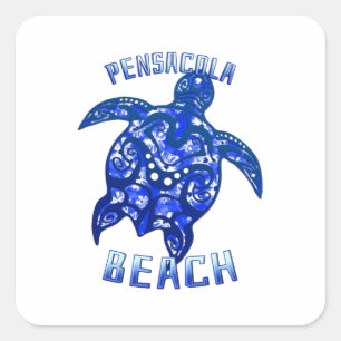 Pensacola Beach Florida Vacation Tribal Turtle Fyrkantigt Klistermärke