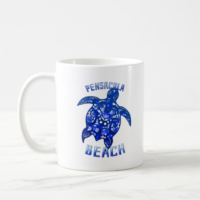 Pensacola Beach Florida Vacation Tribal Turtle Kaffemugg (Vänster)