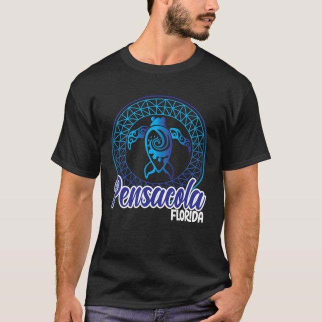 Pensacola Beach Souvenirs Florida Tribal Sea Turtl T Shirt (Framsida)