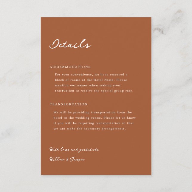 Pensacola bröllpskort tilläggskort (Framsida)