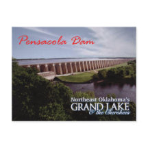 Pensacola-dammen...Grand Lake OK vykort v2