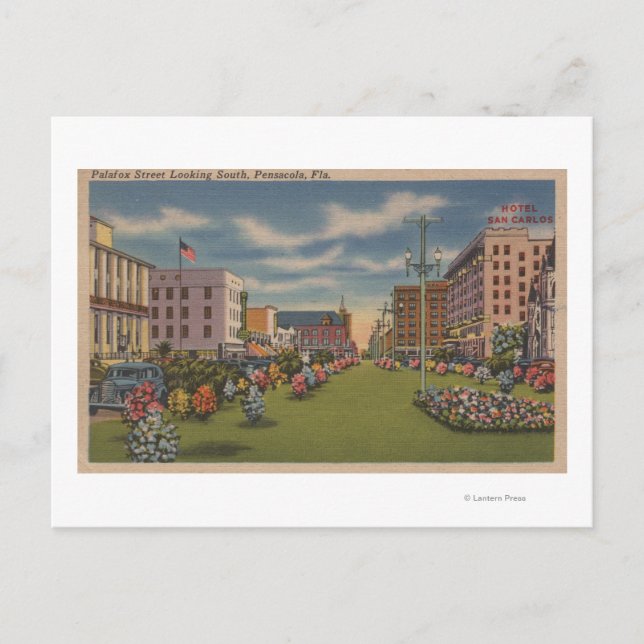Pensacola, FL - Sydvy av Palafox Vykort (Framsida)