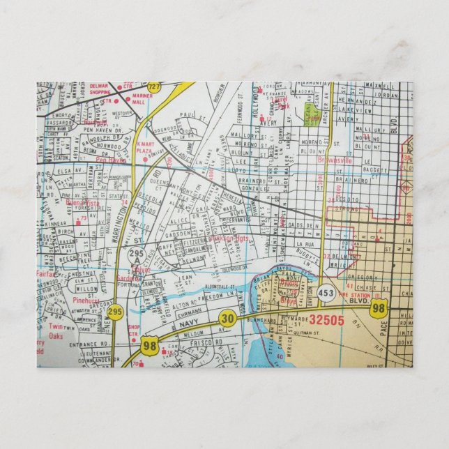 PENSACOLA, FL Vintage Karta vykort (Framsida)