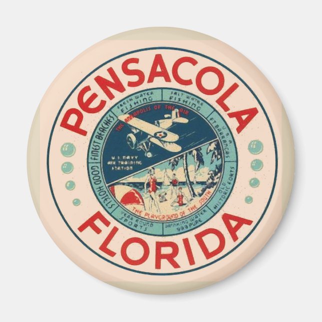 Pensacola FL-Vintage Magnet (Framsidan)