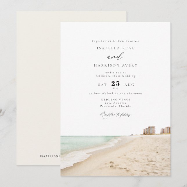 PENSACOLA FLORIDA Beach Destination Wedding Inbjudningar (Fram/baksida)