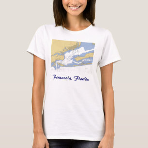 Pensacola Florida den nautiska hamnen kartlägger T-shirt