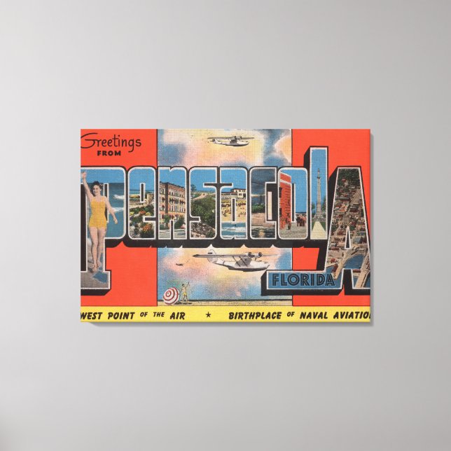 Pensacola, Florida - Large Brev Scenes 2 Canvastryck (Framsida)