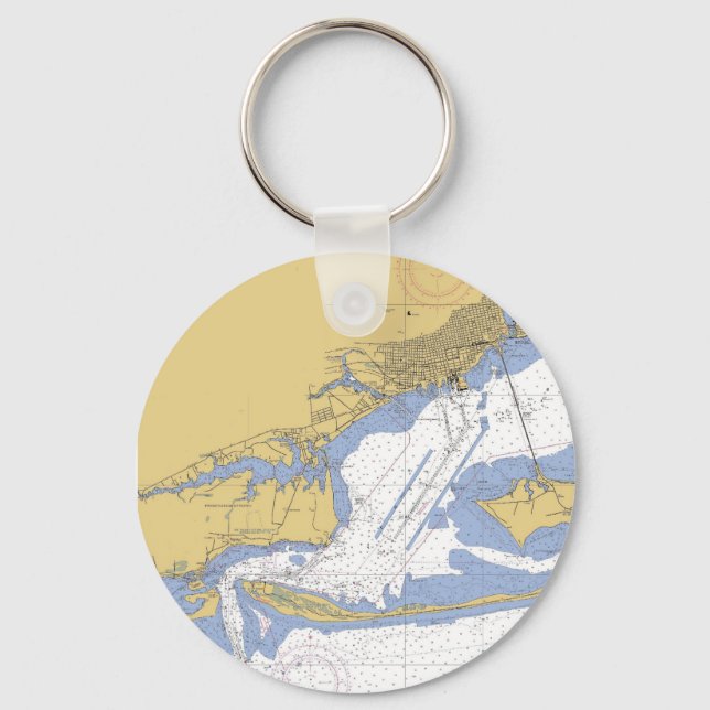 Pensacola, Florida Nautical Harbour Chart Keychain Nyckelring (Framsida)