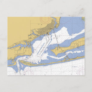 Pensacola, Florida Nautical Harbour Chart Postcard Vykort