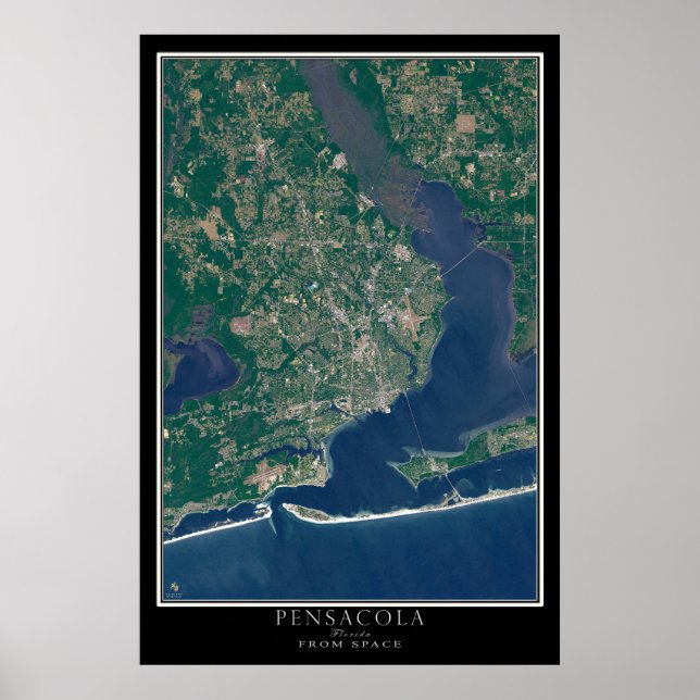 Pensacola Florida Satellite Poster Karta (Framsidan)