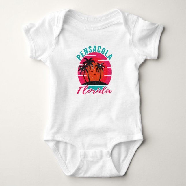 Pensacola Florida Sunset Retro Vacation Ärmlös Tee (Framsida)