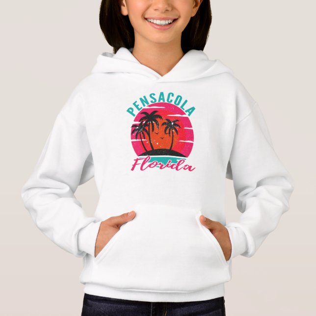 Pensacola Florida Sunset Retro Vacation T Shirt (Framsida)