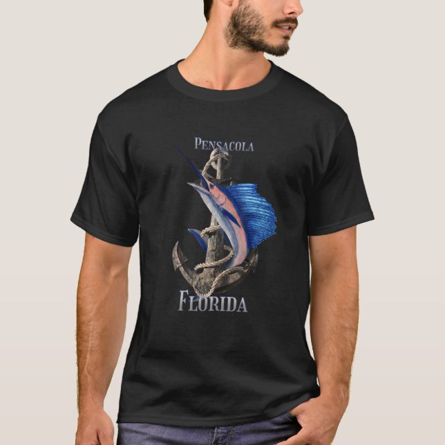 Pensacola Florida Swordfish Marlin Ocean Fishing T Shirt (Framsida)