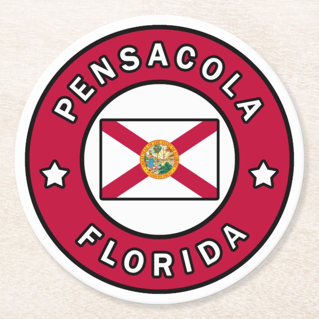 Pensacola Florida Underlägg Papper Rund (Framsidan)