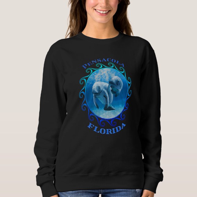 Pensacola Florida Vacation Swimming Manatees T Shirt (Framsida)