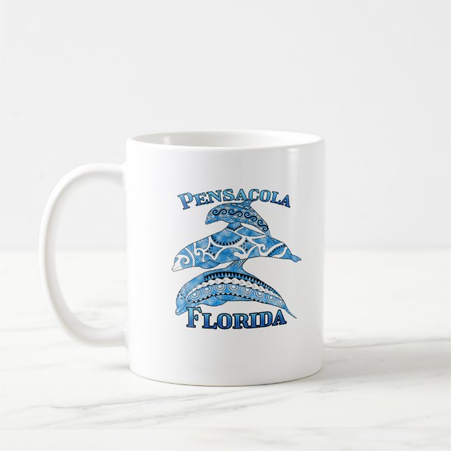 Pensacola Florida Vacation Tribal Dolphins Kaffemugg (Vänster)