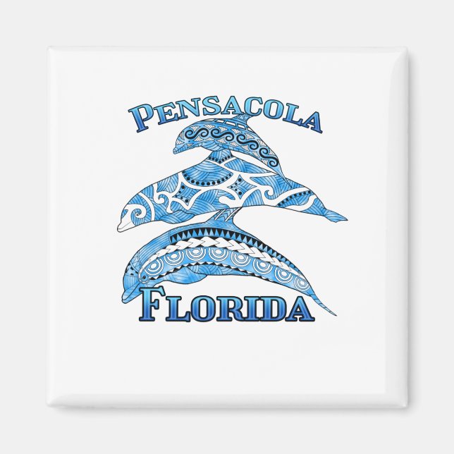 Pensacola Florida Vacation Tribal Dolphins Magnet (Framsidan)