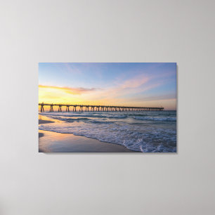 Pensacola Pier Shoreline Sunrise Canvas