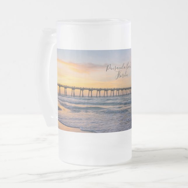 Pensacola Pier Shoreline Sunrise Frosted Beer Mugg (Framsida vänster)