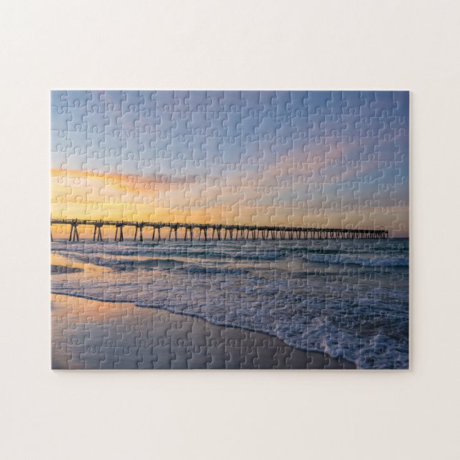 Pensacola Pier Shoreline Sunrise Jigszle Puzzle Pussel (Horisontell)