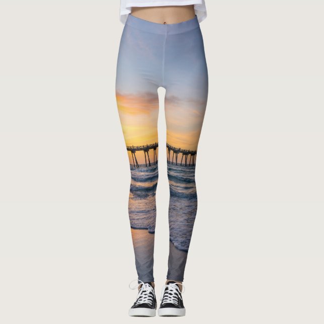 Pensacola Pier Shoreline Sunrise Leggings (Framsida)