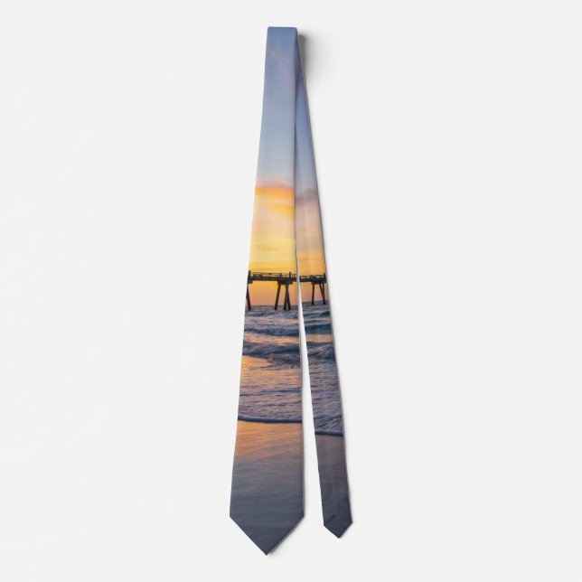 Pensacola Pier Shoreline Sunrise Neck Tie Slips (Framsida)