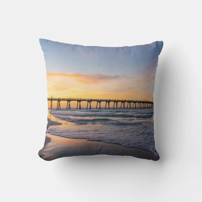 Pensacola Pier Shoreline Sunrise Pillow Kudde (Framsida)