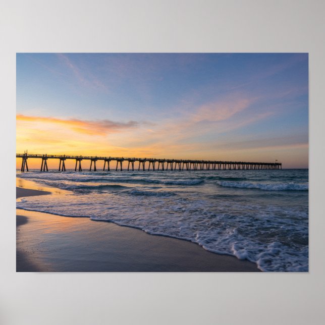 Pensacola Pier Shoreline Sunrise Poster (Framsidan)