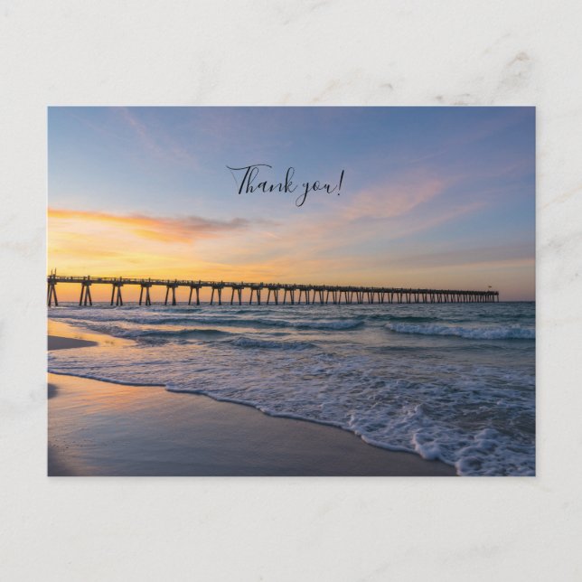 Pensacola Pier Strand Soluppgång Tack Kort (Framsida)
