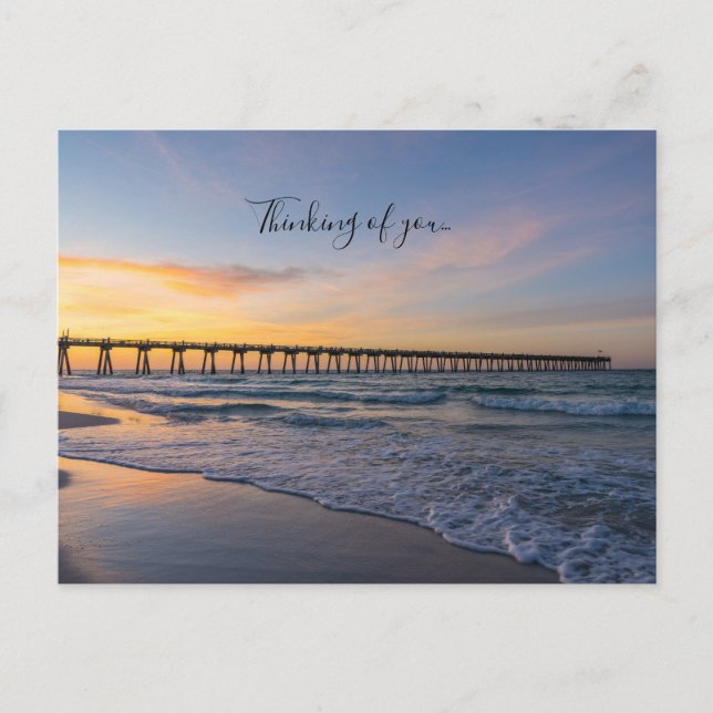 Pensacola Pier Strand Soluppgång Tänker På Dig Vykort (Framsida)
