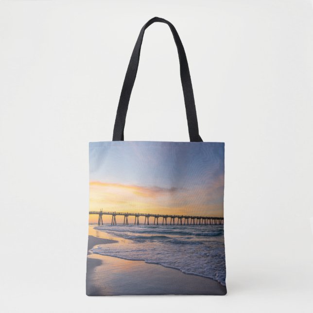 Pensacola Pier Strand Sunrise Tote Väska (Framsida)