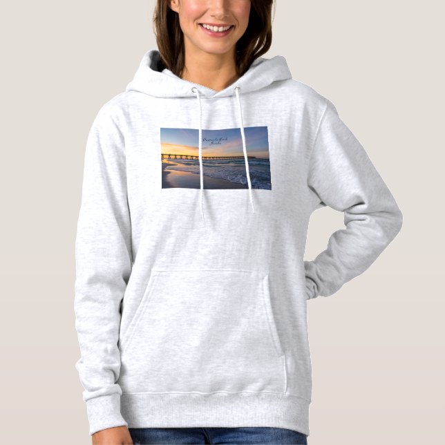Pensacola Pier Strandlinje Soluppgång Kvinnor Hood T Shirt (Framsida)