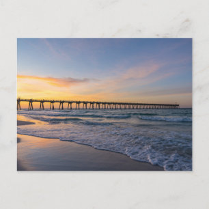 Pensacola Pier Strandlinje Soluppgång Postkort Vykort