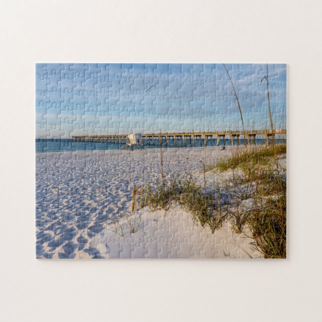 Pensacola Sand Dunes Pier Morgon Jigszle Puzzle Pussel (Horisontell)