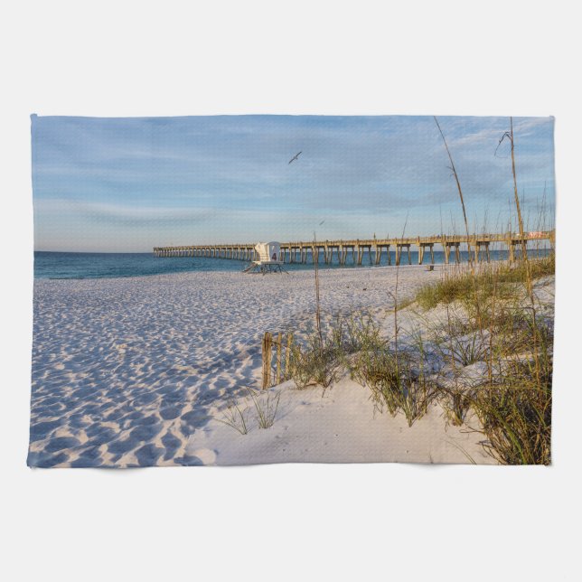 Pensacola Sand Dunes Pier Morgon Kitchen Towel Kökshandduk (Horisontell)