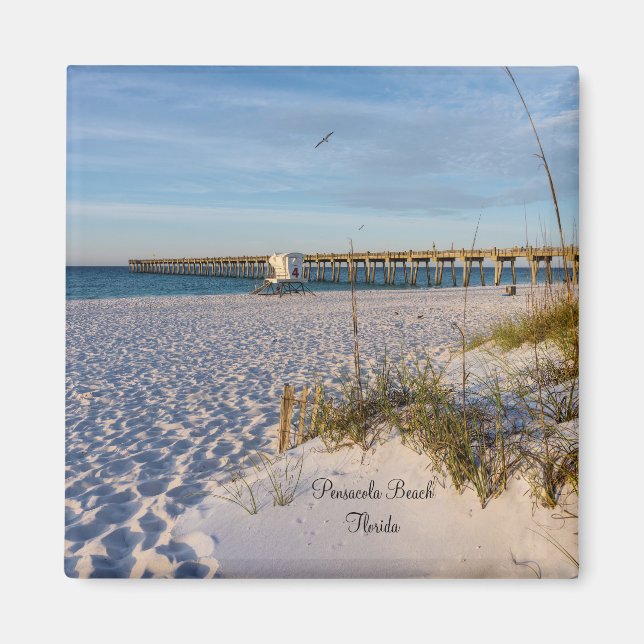 Pensacola Sand Dunes Pier Morgon Square Magnet (Framsidan)