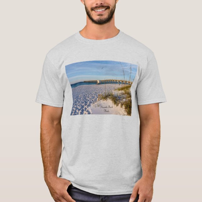 Pensacola Sand Dunes Pier Morgt T-Shirt (Framsida)