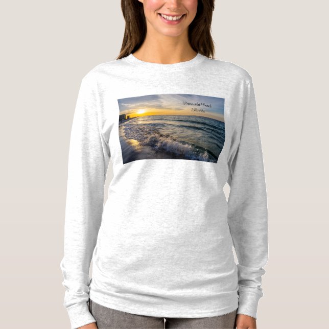 Pensacola Splash Wave Sunrise Långärmad Shirt T (Framsida)