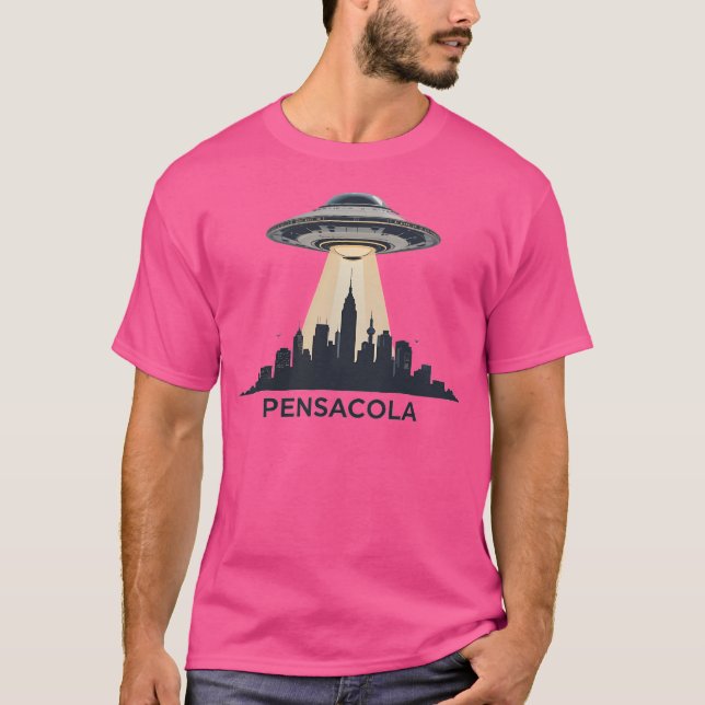 Pensacola Ufo Invasion - Sci-Fi Cityscape Artwork T Shirt (Framsida)