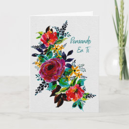 Pensando en Ti - Tarjeta Blommigt de Apoyo y Ánimo Kort