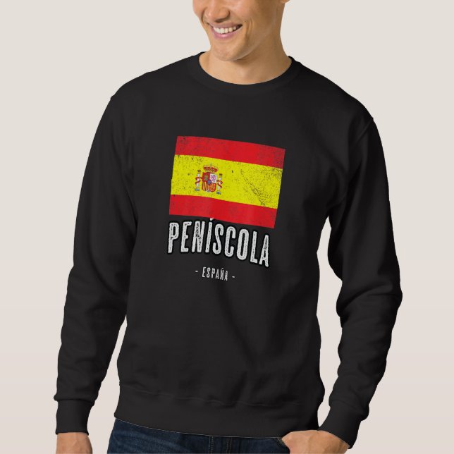 Penscola Spain ES Flagga City - Bandera Ropa - Lång Ärmad Tröja (Framsida)