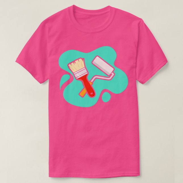 Pensel och färgrullar för målare och lacker t shirt (Design framsida)