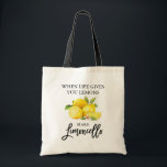 Pensel-skript, vattenfärgscitron Limoncello Blk Tygkasse<br><div class="desc">Modern vattenfärgsleemon för penselskript när du använder Life Ge leemons gör Limoncello Tote Bag</div>