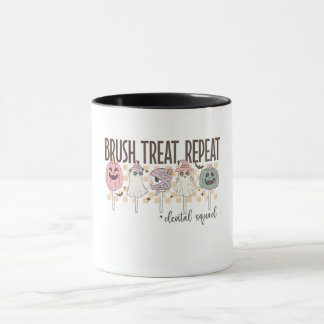 Penselbehandla Upprepa Dental Squad Funny Spooky Mugg
